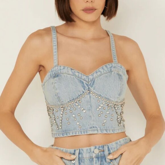 NWT Blank NYC Starstruck Denim Bustier - Picture 1 of 8